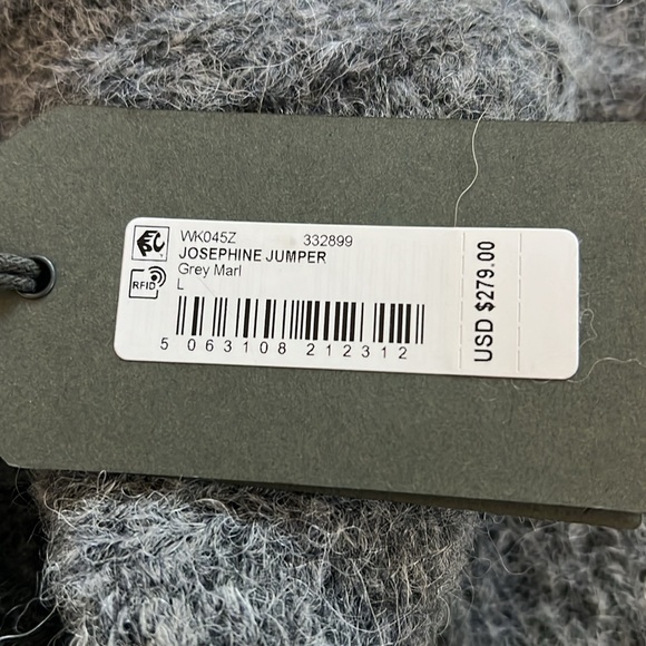 All Saints large Josephine Jumper Gray cropped turtleneck sweater - Picture 5 of 5